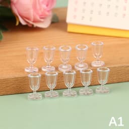10Pcs Mini Red Wine Cup Simulation Furniture Wine Glass Goblet for Dollhouse Decoration 1:12 Dollhouse Miniature Accessories