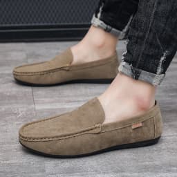 Men's Genuine Leather Handcrafted Slip-On Shoes - Breathable Comfortable Rubber Bottom Casual Formal Loafers