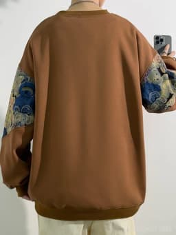 Men Spring Autumn Round Neck Hoodie Large Sizes Versatile Splicing Casual Bottom Shirt Hoodie Trendy 140kg 9xl