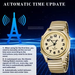 Hearkent English Talking Watch for Elderly Classic Elastic Strap Watch US Atomic Clock Digital Watch Couple Watch Parents Gift