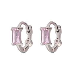 Huggies Earrings Purple white Green Blue Red Square Heart Silver Color Small Hoop Earrings for Women Girls Wedding Jewelry