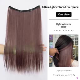 Synthetic Colored Highlighting Clip-in Hair Extensions Long Straight Ear-hanging Dyeing Wig Piece Color Thin Seamless Fake Hair