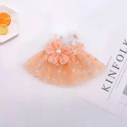 Polka Dot Tulle Doll Dress Flower Bow Mini Skirt For OB11 1/12 BJD 10cm Cotton Plush Doll Dress Up Accessories Only Clothes