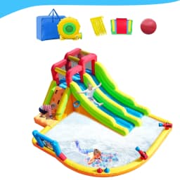 12x14.5ft Inflatable Double Water Slide Bounce House with Blower For Kids Party Commercial children's playground