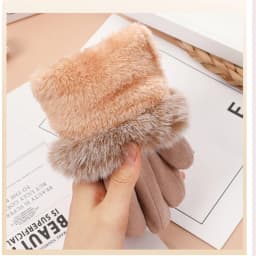 Women Winter Keep Warm Touch Screen Plus Cashmere Thicken Gloves Cycling Drive Elegant Bow Plush Wrist Anti Slip Windproof