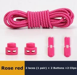 New1 Pair No Tie Shoelaces 1 Second Fast Round Plastic Lock Elastic Shoelace Suitable for All Sports Shoes Accessories Lazy Lace