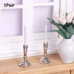 1Pair Dollhouse Miniature Candle Holder 1/12 Mini Candlestick Candelabra Model Home Decor Toy Doll House Accessories