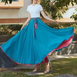 Both Sides Can Wear Dance Skirt Women Double Chiffon Skirts Elastic Waist Lace-up Maxi Skirts Elegant Female Big-hem Skirts 2026