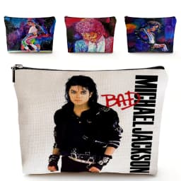 Super Star Michael Jackson Cosmetic Bag Double Print Makeup Bags Women Wedding Handbag Lady Travel Organizer Child Wallet