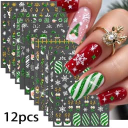 30 Sheets Christmas Nail Art Stickers Self Adhesive 3D White Snowflake Nail Decals Xmas Nail Supplies Christmas Manicure Sliders