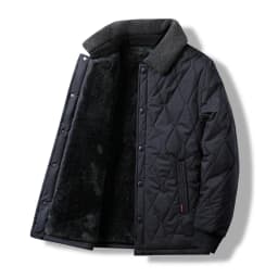 New Autumn/Winter Solid Color Fleece-Lined Thickened Warm Windproof Cotton Jacket Men's Casual Loose Sports Plus Size Outerwear