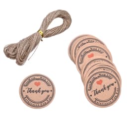 100pcs Vintage Round Paper Gift Tags Blank Thank You And Handmade Labels On The Back For Small Business Packaging With Twine