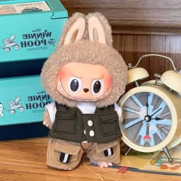 17cm Mini Doll'S Clothes Outfit Accessories for Labubu V1 V2 Striped Overalls Cool Handsome Clothing Gift
