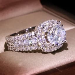 925 Sterling Silver Square Zircon Full Diamond Ring, Ladies Banquet Engagement Party Birthday Gift