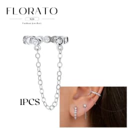 FLORATO 925 Sterling Silver Earrings Chain Tassel Pendant Earrings Zircon Silver Earrings for Women Trend Luxury Wedding Jewelry