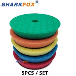 Sharkfox Polishing Pads 5/6 Inch Germany Foam Buff Sponge Pads Auto Car Buffing Pad Set for DA/RO Polisher Buffer Tools