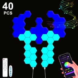 Smart Hexagon LED Wall Lights with App DIY & Remote Control Music Sync RGB Panels for Home Gaming Room Bedroom Living Room Decor Vibrant Geometric Design Indoor Party Festival Wall Decorative Light USB Powered Color Changing Modern Lights