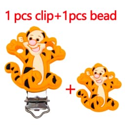 2pcs/set Silicone Cartoon Animal Pacifier Clip Molar Bead DIY Pacifier Chain Jewelry Accessories
