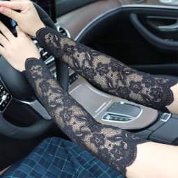Summer Women's Long Lace Sleeves Driver's Half Finger Resistant Lace Sexy Fingerless Gloves