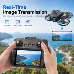 ZNLYRION K200MAX Full Protected Mini Drone With LCD Screen Remote 180 Electric Adjustable Camera Brushless Motor Optical Flow Hover RGB Colorful Light RC Quadcopter