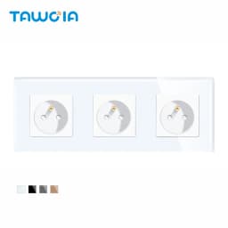 TAWOIA French Polish Power Socket Touch Switch Glass Panel USB Double Outlet Triple Wall Sockets Button Switch Fits E-type Plugs