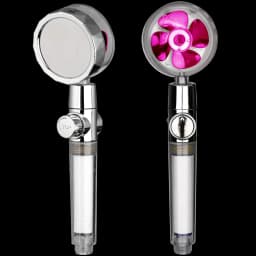 ZhangJi New Propeller Driven Shower Head with Stop Button and Cotton Filter Turbocharged High Pressure Handheld Shower Nozzle