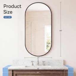 JHK Oval Wall Mirror with Metal Frame for Wall Modern Dressing Mirror Tempered Glass Bedroom Living Room Horizontal or Vertical
