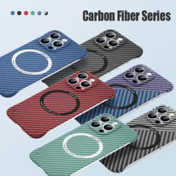 Ultra Thin Carbon Fiber Magnetic Case for iPhone 18 Pro Max 17 Air 16 15 14 13 11 12 For Magsafe Charging Frameless Hard Cover
