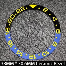 Sloping 38mm * 30.6mm Ceramic/Aluminum Blue Luminous Bezel GMT and Diving Watch Insert Fit for 40mm Watch Case Replacement Watch