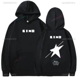 Viktor Tsoi Kino Black Album & A Star Named Sun Graphic Hoodie Men Women Oversized Pullover Vintage Rock Streetwear