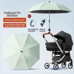 Adjustable UV Protection Umbrella 2-in-1 Design with Clamp Pram Cover Umbrella Universal 360 Degree Baby Stroller Umbrella