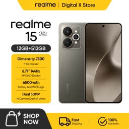 realme 15 5G Smartphone MediaTek Dimensity 7300+ 5G Chipset 6500mAh Titan Battery 45W Ultra Charge NFC
