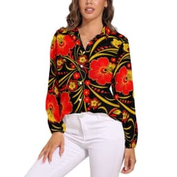 Vintage Flower Print Loose Blouse Irises by Van Gogh Simple Oversized Blouses Woman Long-Sleeve Cute Shirts Autumn Graphic Top