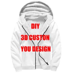 DIY Accept Custom Design Drop Shipping and Wholesale 3D Printing Fleece Zipper Hoodies Unisex Thick Warm Coat