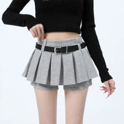 Grey Sporty Skirt Women's High Waist A-Line Pleated Anti-Light Slimming Skirt Spring Fashion plus Size Casual Wear