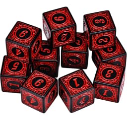 10PCS/Set Acrylic Dice Set D6 Carved Pattern Polyhedron Dice 6-sides Game Dice for RPG Dungeons and Dragons Board Game