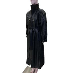 Mauroicardi Spring Autumn Extra Long Cool Black Waterproof Pu Leather Trench Coat for Women Shoulder Pads Zip Up Overcoat 2024