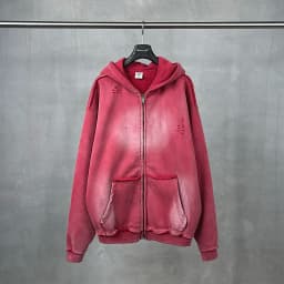 Men's Zip Up Hoodies Y2k Distressed Washed Oversize Cardigan Hoodie Plus Plush Tie-dye Fraying Hooded Sweatshirt Autumn Winter