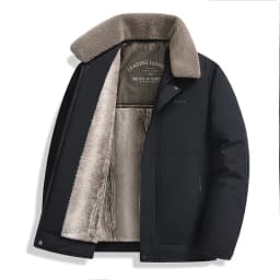 Winter Thick Warm Cotton Jacket Men Business Casual Faux Fur Lapel Collar Fashion Comfort For Elderly Fathers Daily Casual