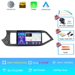 Android 16 For KIA PICANTO Morning 2011 2012 2013 2014 2015 2016 Carplay Auto Multimedia Car Radio Navigation Player WIFI+4G DSP