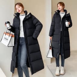 Women Parkas Coats Hooded Jackets Solid Pocket Zipper Long Sleeves Thick Slim Fit Wide Waist Elegant Casual  Autumn Winter