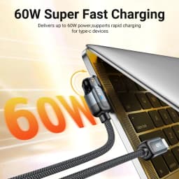 AUFU 60W Type C to Type C Cable For iPhone 17 Samsung S26 USB-C to USB-C Fast Charging Cable For Macbook Pro iPad Air Elbow Wire