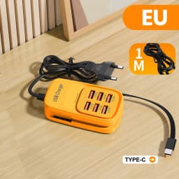 6 in 1 Multi Port USB Charging Station 3PD 3USB Desktop Power Strip Fast Charging Adapter EU UK US Plug Travel Charging Socket