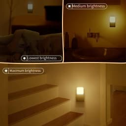 2pcs Plug-in Night Light with Light Sensor Technology, 4-Level Adjustable Brightness and Auto On/Off Function in the Dark