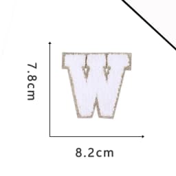 A-Z White Chenille Letter Patches Towel Sequins Clothing Patch Clothes Sew on Applique DIY Garment Hat Decor