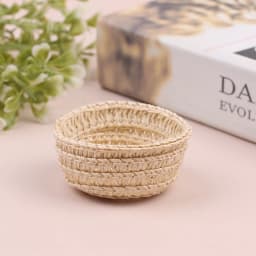 1/12 Dollhouse Woven Bread Basket Shopping Basket Straw Handbags Dollhouse Weaving Beach Bag For Dolls Miniature Decoration