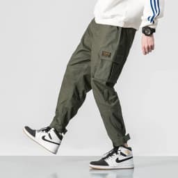 Men Multi-pocket Elastic Waist Design Harem Pant Street Punk Hip Hop Red Casual Trousers Joggers Male Army Cargo Pants 5XL