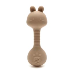 Food-Grade Baby Bunny Silicone Rattle Teether – Dumbbell Shape for Easy Grip, Handheld Toy for Infants