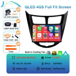 Android 16 Car Radio for Hyundai Solaris Verna Accent 1 2010 - 2016 Multimedia Video Player 2 Din DVD Head Unit Carplay GPS FM