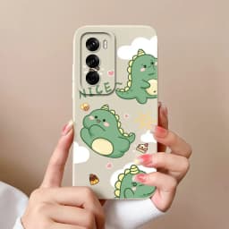 For OPPO Reno12 Pro 5G Case Lovely Dinosaur Liquid Silicone Soft Cases Shockproof Phone Cover For OPPO Reno 12 12Pro Fundas Capa